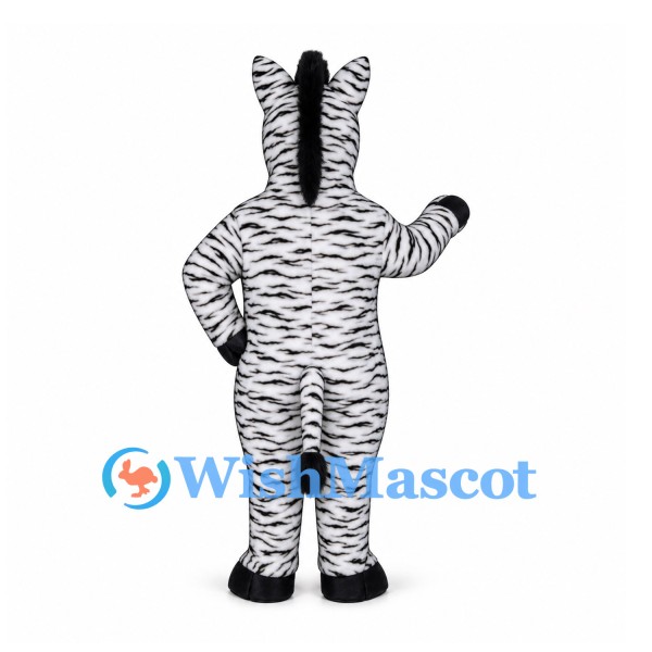 Zebra Mascot Costume with Fine Black and White Stripes