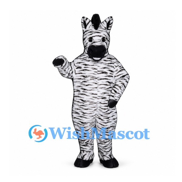 Zebra Mascot Costume with Fine Black and White Stripes