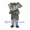 Mammoth Mascot Costume in Gray with Shaggy Body and Curved Trunk