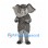 Mammoth Mascot Costume in Gray with Shaggy Body and Curved Trunk