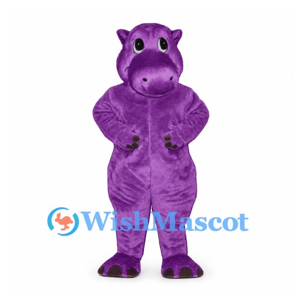 Hippo Mascot Costume in Purple with Large Rounded Muzzle