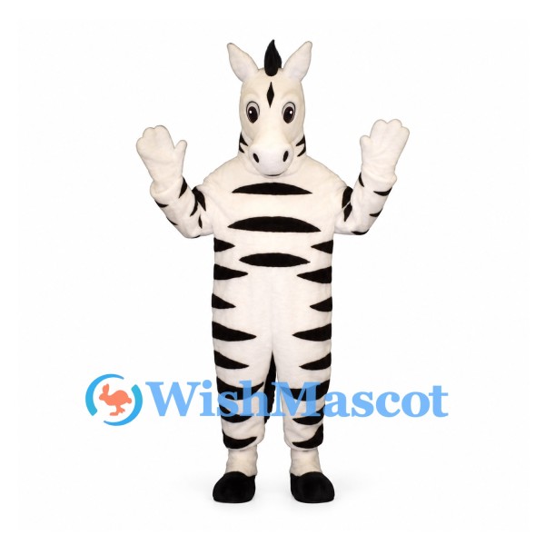 Zebra Mascot Costume with Broad Black Stripes and Cream Body