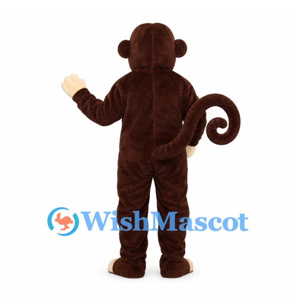 Monkey Mascot Costume in Brown with Cream Belly and Curled Tail