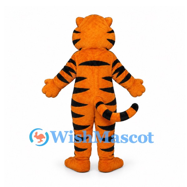 Tiger Mascot Costume in Orange with Cream Belly and Long Tail