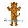 Tiger Mascot Costume with Fine Striped Body and White Cheeks