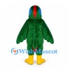 Parrot Mascot Costume in Green with Yellow Belly and Red Crest