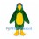 Parrot Mascot Costume in Green with Yellow Belly and Red Crest
