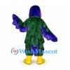 Parrot Mascot Costume with Green Body and Blue Purple Wings