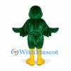 Parrot Mascot Costume in Dark Green with Yellow Beak and Feet
