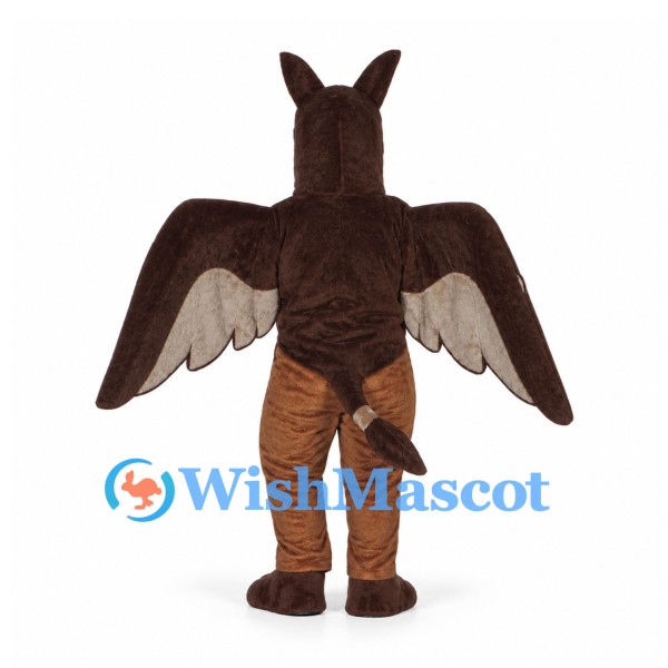 Griffin Mascot Costume in Brown with Large Wings and Orange Beak