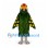 Parrot Mascot Costume in Dark Green with Colorful Head and Wing Bars