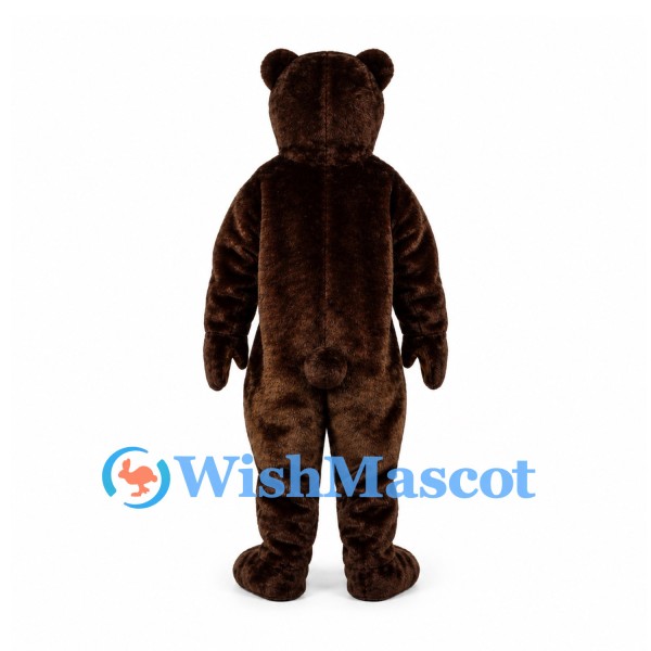 Bear Mascot Costume in Dark Brown with Open Mouth