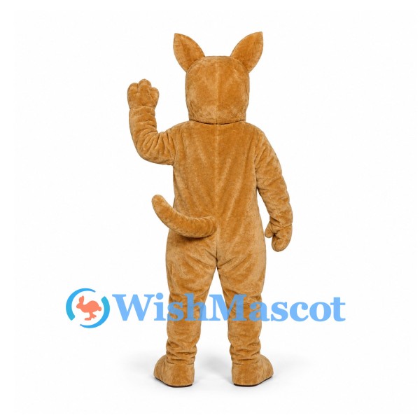 Dog Mascot Costume in Tan with Pointed Ears and Curved Tail