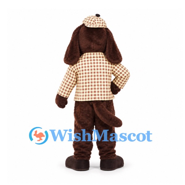 Dog Mascot Costume with Checkered Jacket and Matching Cap