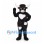Bull Mascot Costume in Black with White Patches and Long Horns