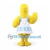 Duck Mascot Costume in Yellow with Blue Check Apron Dress