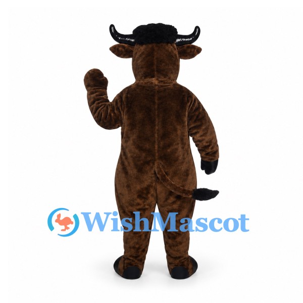 Bull Mascot Costume in Dark Brown with Black Horns