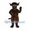 Bull Mascot Costume in Dark Brown with Black Horns