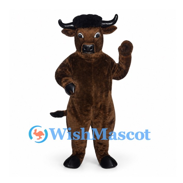 Bull Mascot Costume in Dark Brown with Black Horns