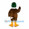 Mallard Duck Mascot Costume with Green Head and Brown Body
