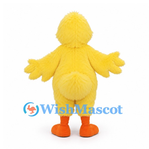 Duck Mascot Costume in Yellow with Rounded Body and Wing Arms