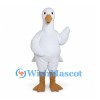 Goose Mascot Costume in White with Long Neck and Tan Feet