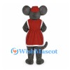 Mouse Mascot Costume in Gray with Red Apron Dress and Hat