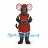 Mouse Mascot Costume in Gray with Red Apron Dress and Hat
