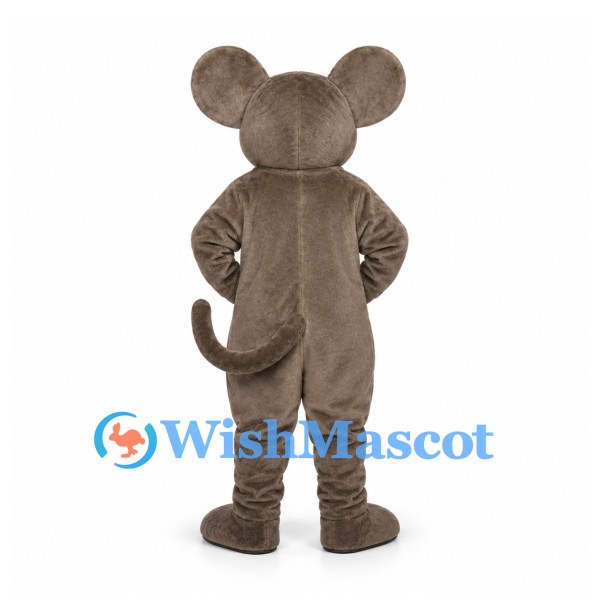 Mouse Mascot Costume in Gray Brown with Pink Ears and Long Tail