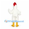 Rooster Mascot Costume in White with Red Comb and Yellow Feet