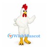 Rooster Mascot Costume in White with Red Comb and Yellow Feet