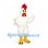 Rooster Mascot Costume in White with Red Comb and Yellow Feet