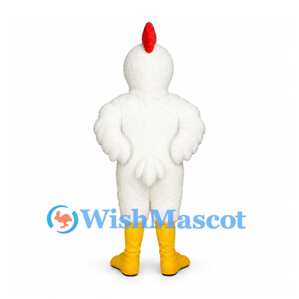 Rooster Mascot Costume in White with Tall Red Comb
