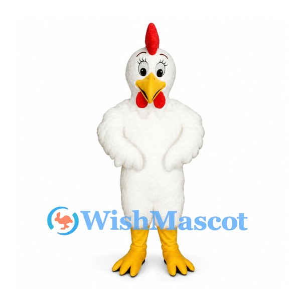 Rooster Mascot Costume in White with Tall Red Comb
