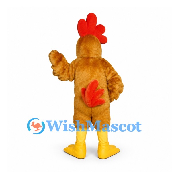 Rooster Mascot Costume in Golden Brown with Red Comb