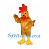 Rooster Mascot Costume in Golden Brown with Red Comb