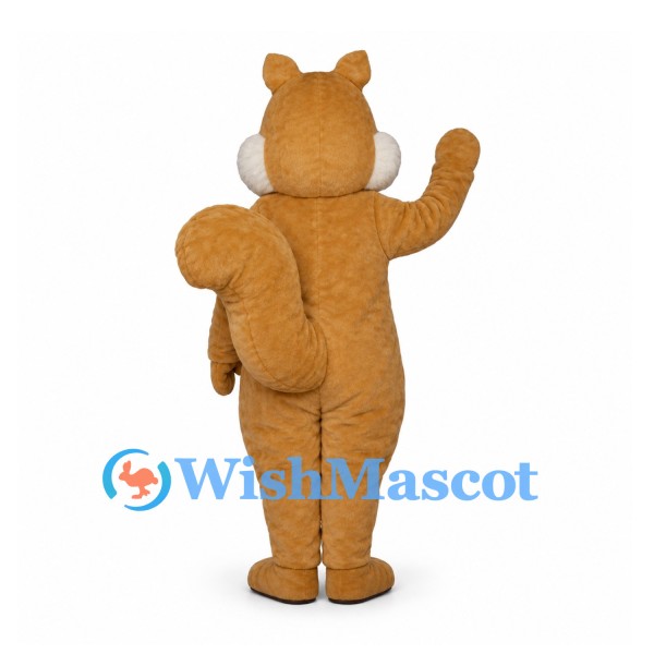 Squirrel Mascot Costume in Tan with Cream Belly and Large Tail