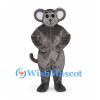 Mouse Mascot Costume in Gray with Round Ears and Thin Tail