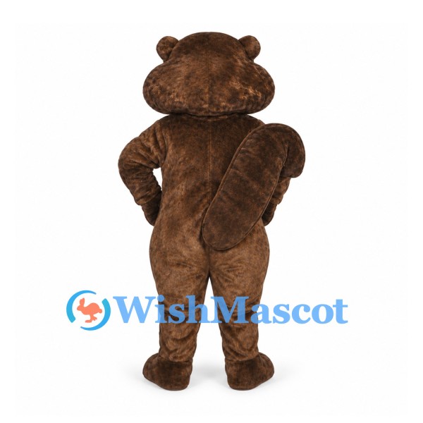 Beaver Mascot Costume in Brown with Wide Cheeks and Flat Tail