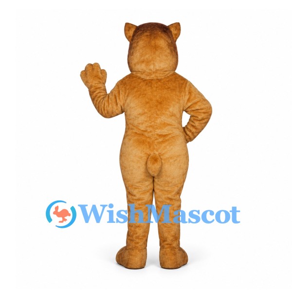 Cat Mascot Costume in Golden Brown with Short Rounded Muzzle