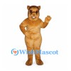Cat Mascot Costume in Golden Brown with Short Rounded Muzzle