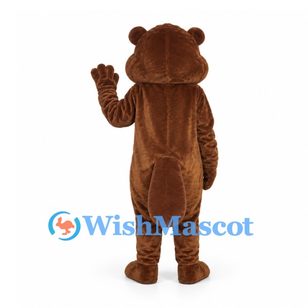 Beaver Mascot Costume in Brown with White Cheeks and Flat Tail