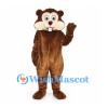 Beaver Mascot Costume in Brown with White Cheeks and Flat Tail