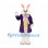 Rabbit Mascot Costume with Purple Tailcoat and Patterned Bow