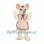Mouse Mascot Costume with Pink Striped Apron Dress and Flower