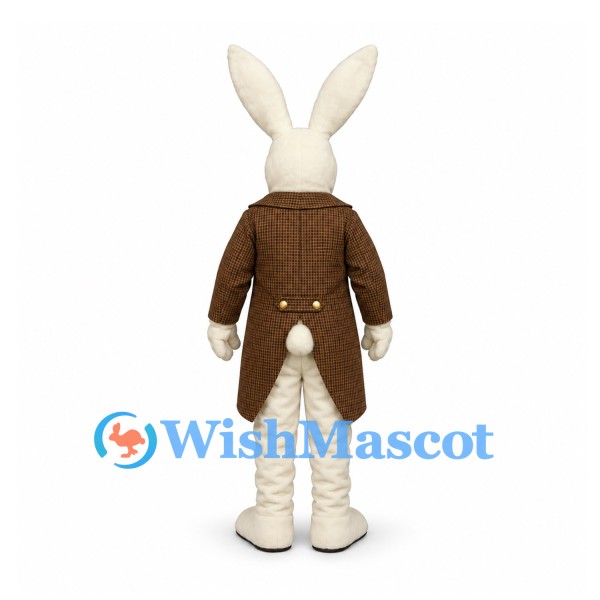 Rabbit Mascot Costume with Brown Tailcoat and Cream Vest