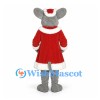 Mouse Mascot Costume with Red Christmas Dress and Santa Hat