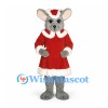 Mouse Mascot Costume with Red Christmas Dress and Santa Hat