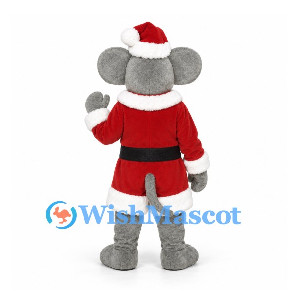 Mouse Mascot Costume with Red Santa Jacket and Shorts