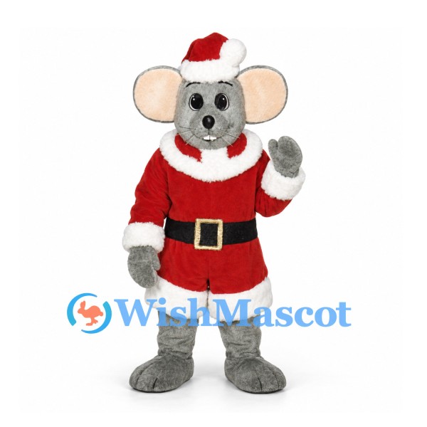 Mouse Mascot Costume with Red Santa Jacket and Shorts